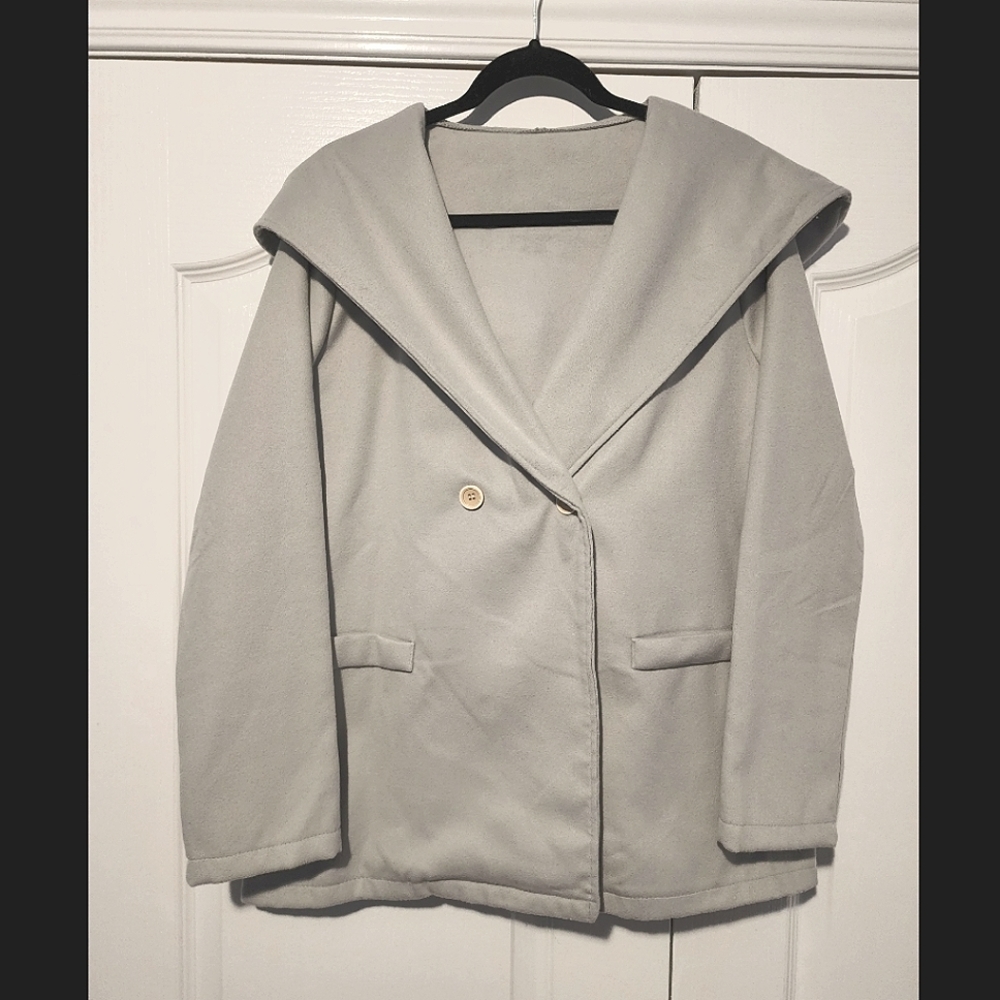 Women's Grey double breastfed lapel neck. Size L. Shein.